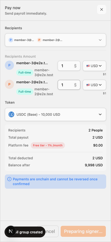 Pay now sheet, mobile