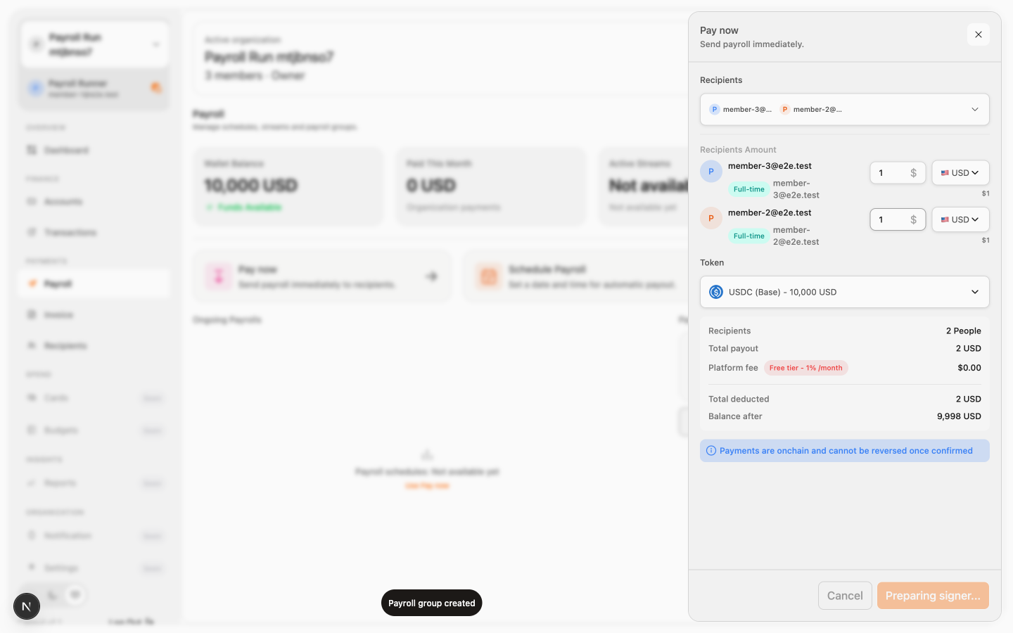 Pay now sheet, desktop