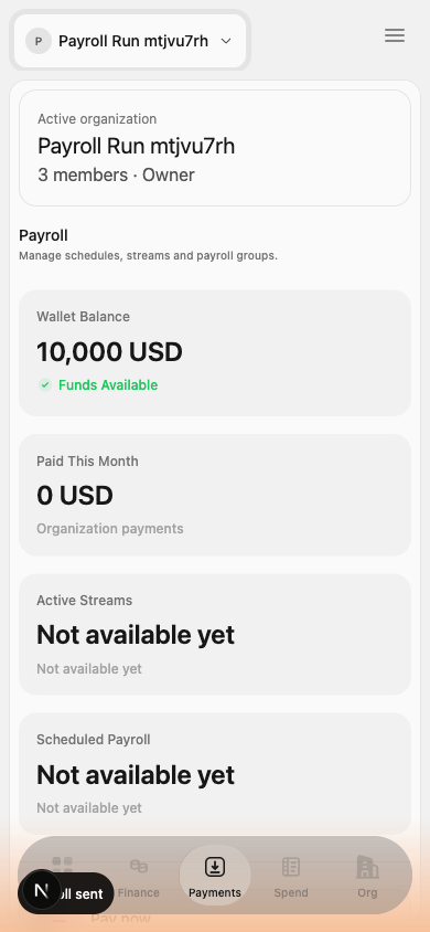 5. Payroll sent, mobile