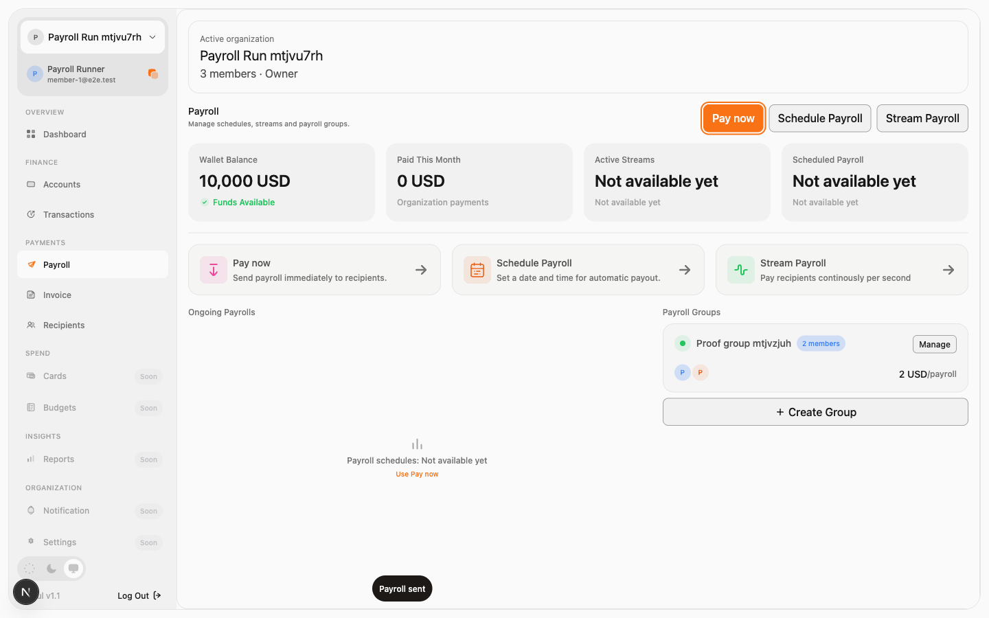 5. Payroll sent, desktop