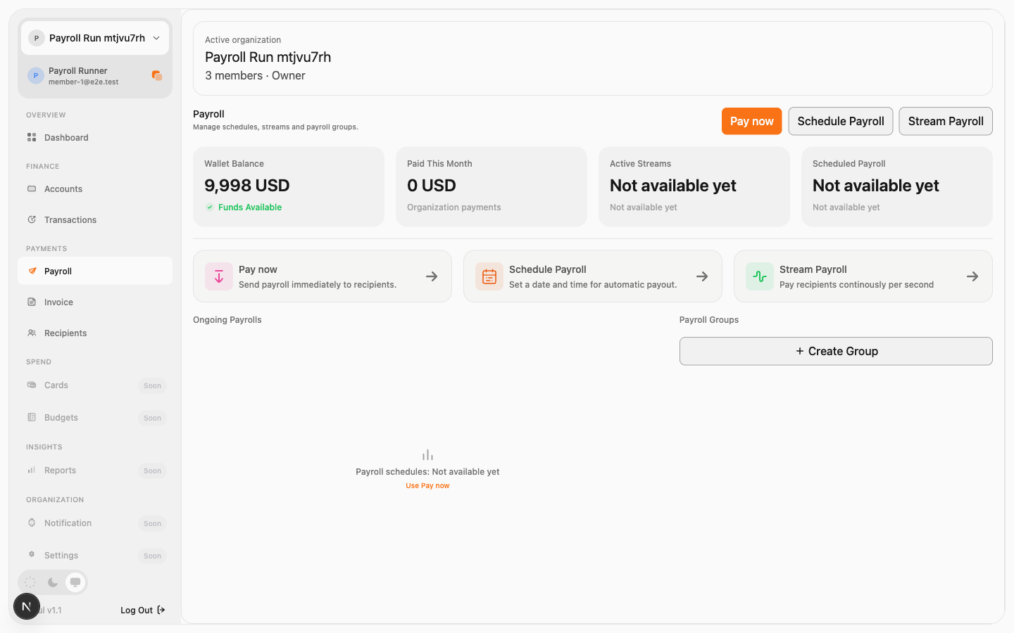 6. Group deleted — balance after the run, desktop